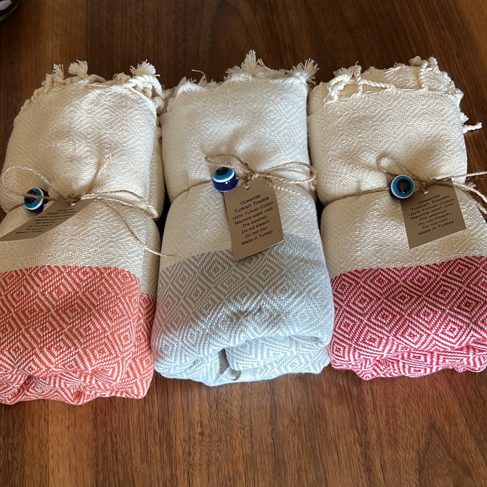 🔥Set of 2 $45 Turkish Cotton Beach Towels
